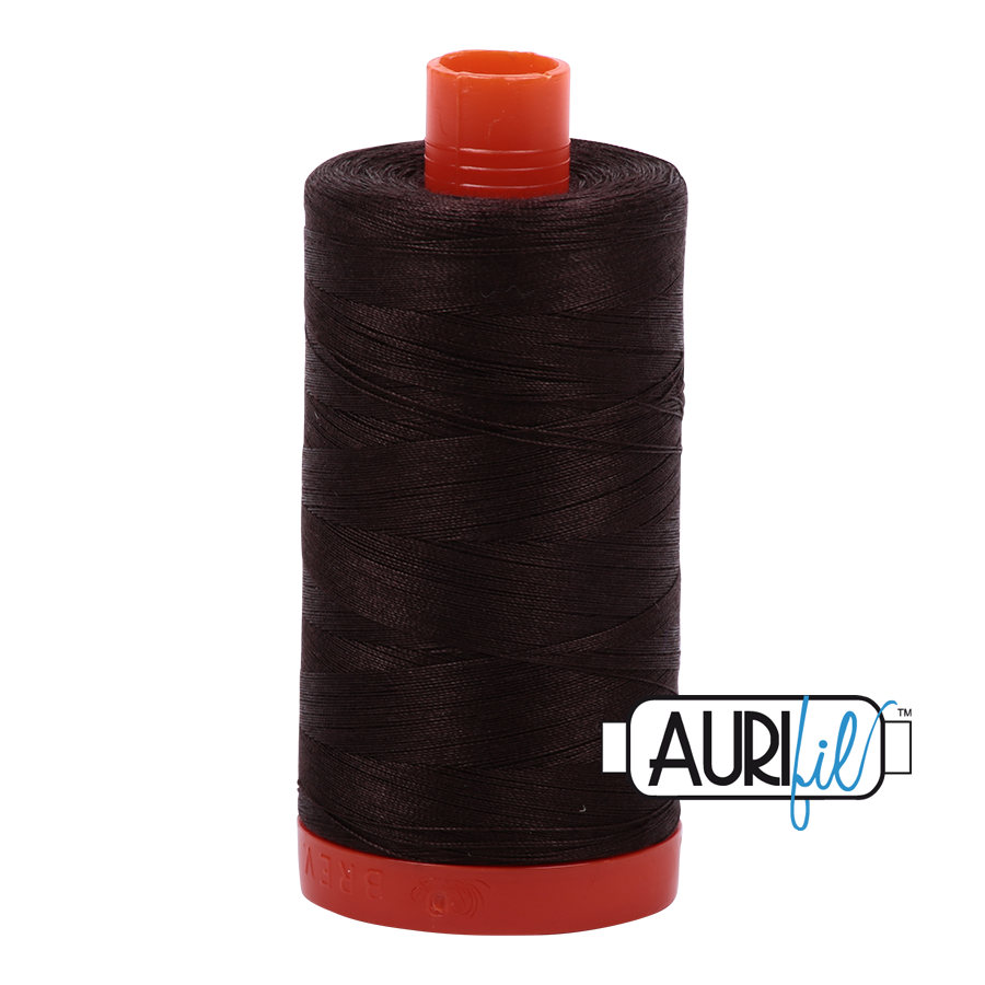 50wt Aurifil Very Dark Bark 100% Cotton Mako Thread #MK50-1130