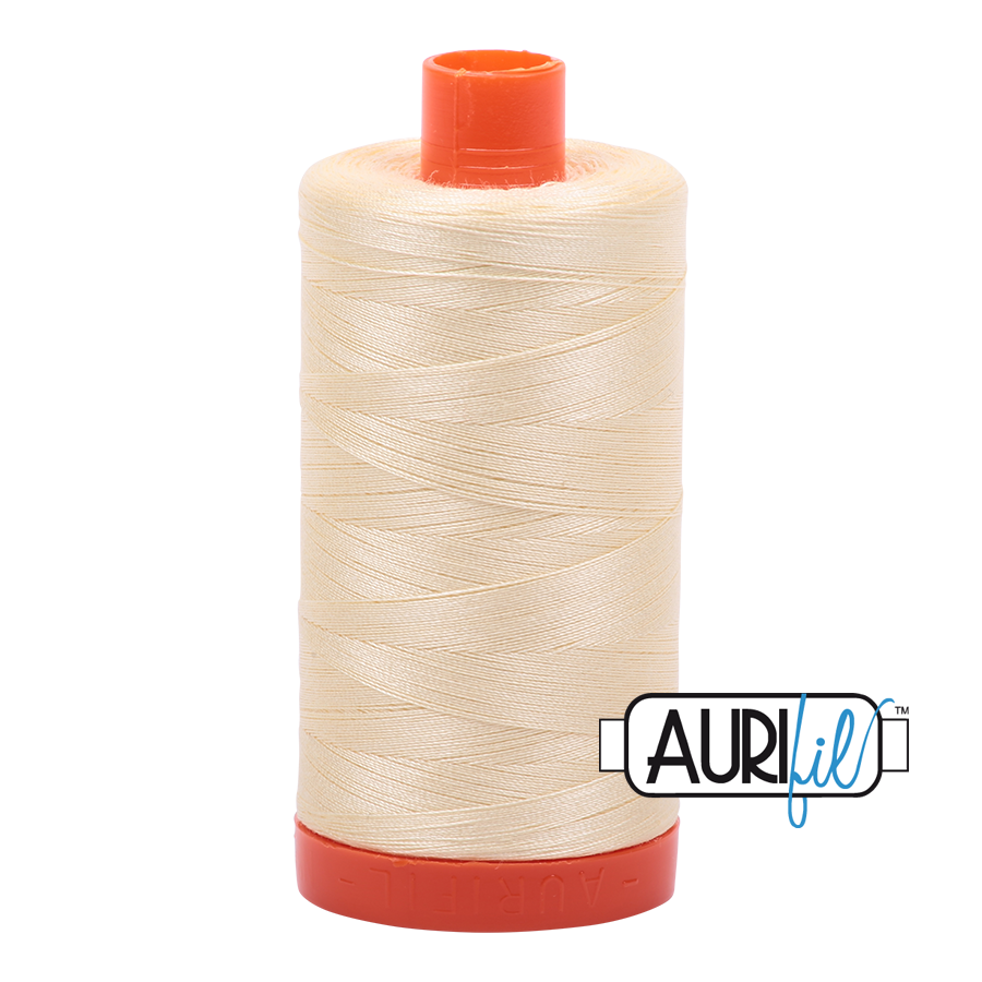 50wt Aurifil Light Lemon 100% Cotton Mako Thread #MK50-2110