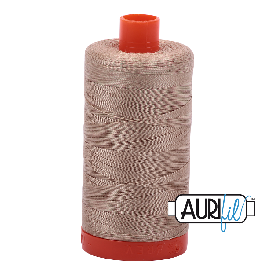 50wt Aurifil Sand 100% Cotton Mako Thread #MK50-2326