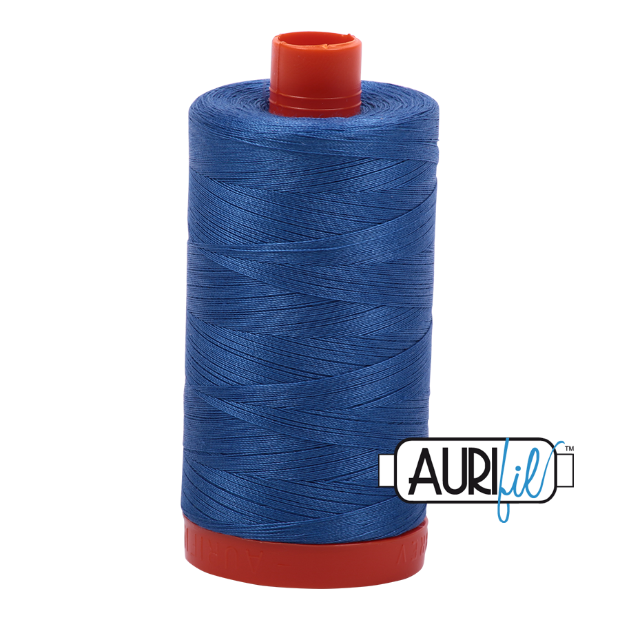 50wt Aurifil Peacock Blue 100% Cotton Mako Thread #MK50-6738