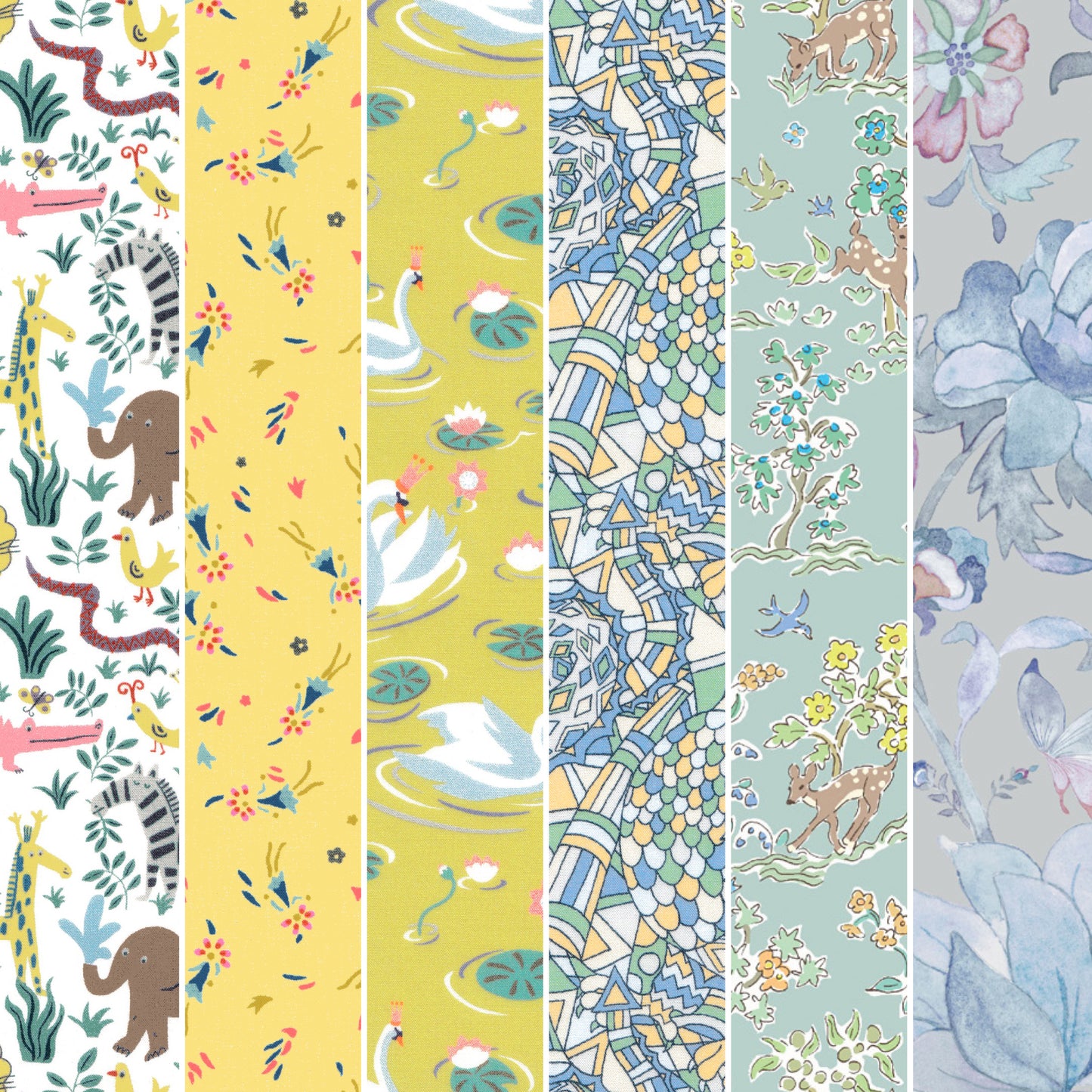 Paradise Lands Green/Yellow FQ Bundle