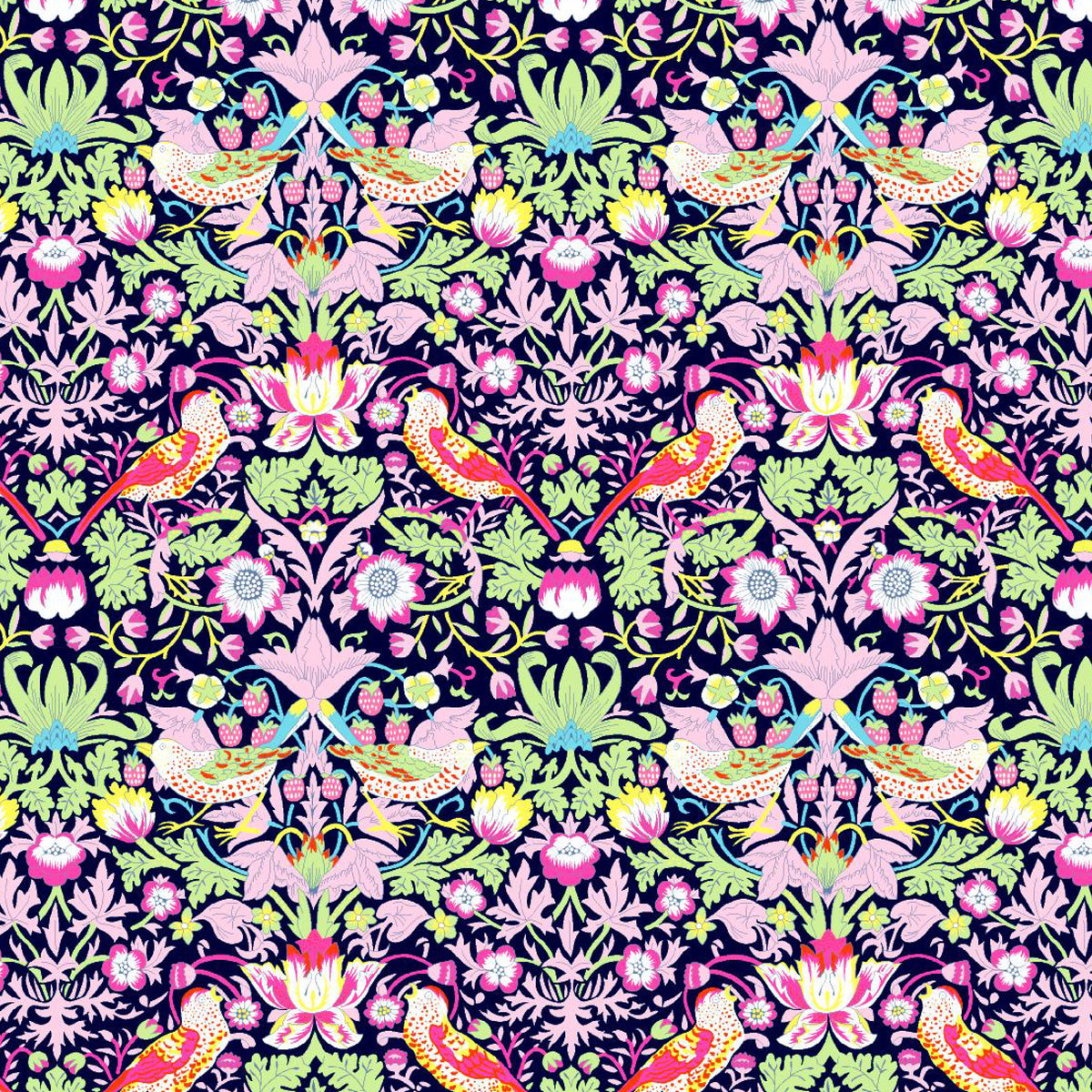 人気新品入荷 Liberty Strawberry グリーン地約4m Thief 生地/糸