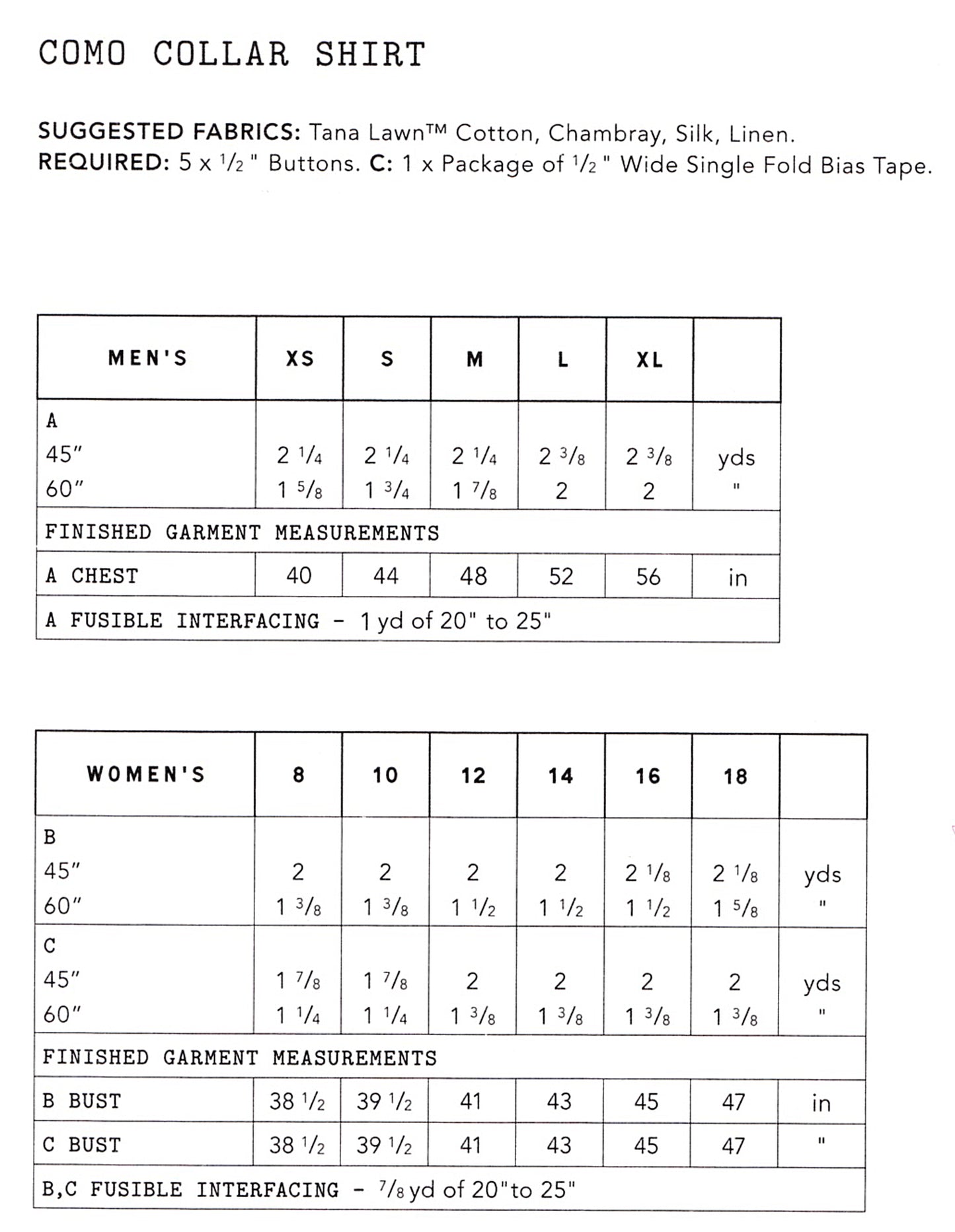 Como Collar Shirt Pattern