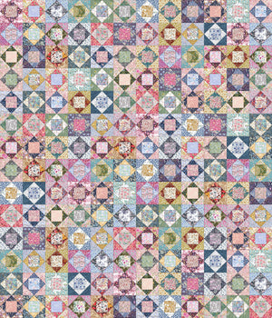 An image of the Block Party Kit - Hopscotch fabrics that incorporate a soft rainbow of prints