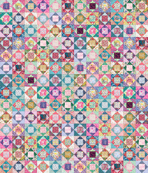An image of the Block Party Kit - Ice Cream Social fabrics that include a bright rainbow of prints.