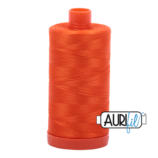 50wt Aurifil Neon Orange 100% Cotton Mako Thread #MK50-1104