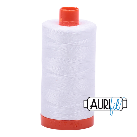 50wt Aurifil White 100% Cotton Mako Thread #MK50-2024