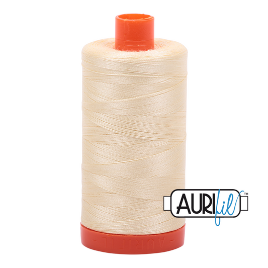 50wt Aurifil Light Lemon 100% Cotton Mako Thread #MK50-2110