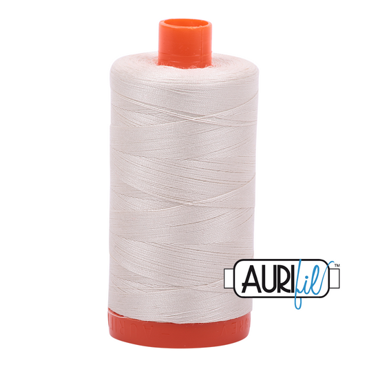 50wt Aurifil Silver White 100% Cotton Mako Thread #MK50-2309