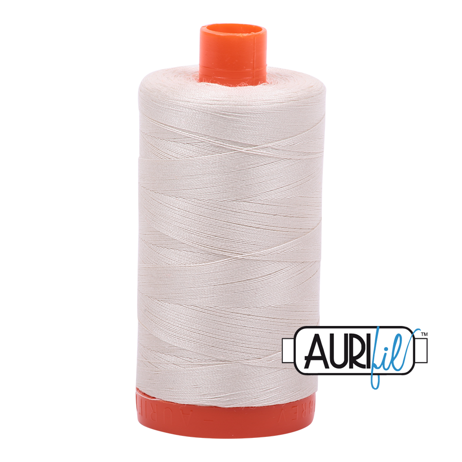 50wt Aurifil Silver White 100% Cotton Mako Thread #MK50-2309