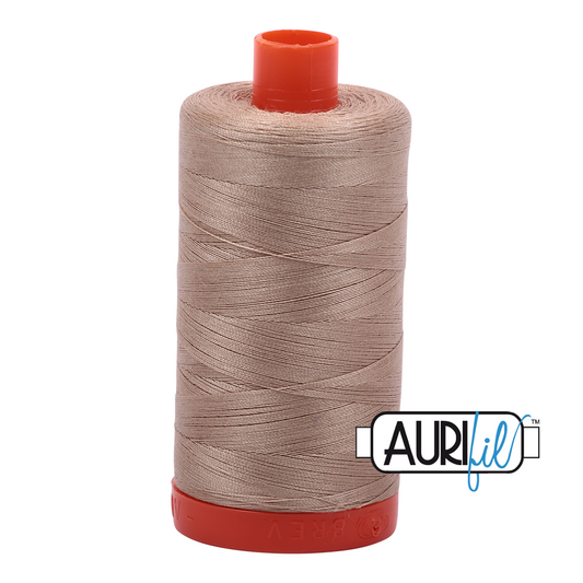 50wt Aurifil Sand 100% Cotton Mako Thread #MK50-2326