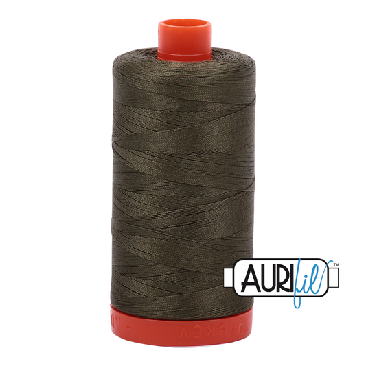 50wt Aurifil Army Green 100% Cotton Mako Thread #MK50-2905