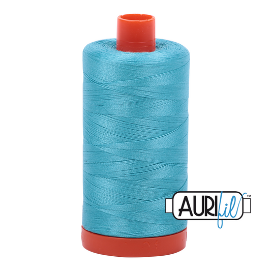 50wt Aurifil Bright Turquoise 100% Cotton Mako Thread #MK50-5005