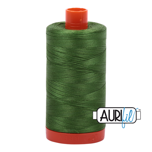 50wt Aurifil Dark Grass Green 100% Cotton Mako Thread #MK50-5018