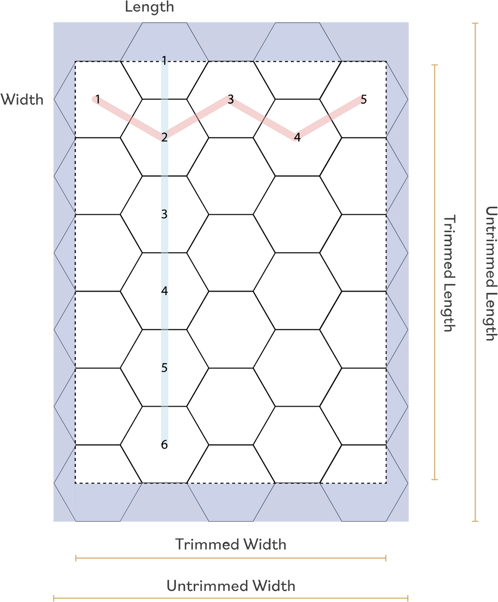 Diagram for measuring charm hexagons.